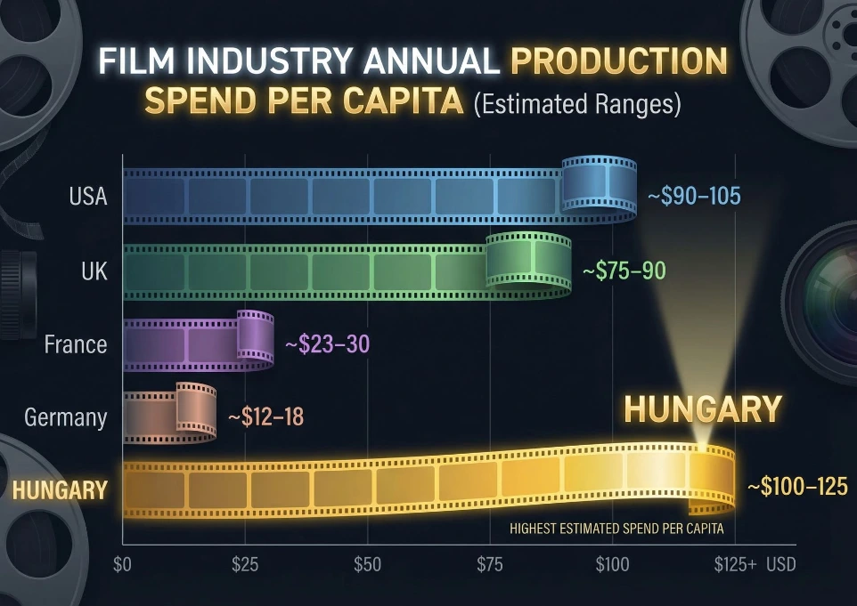 film production spend per capita Hungary Europe comparison